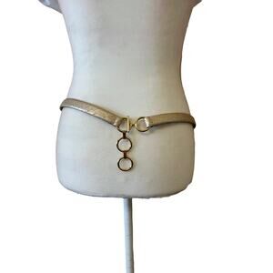 Via Spiga Matte Gold Skinny Italian Leather Belt Gold Buckle sz m
